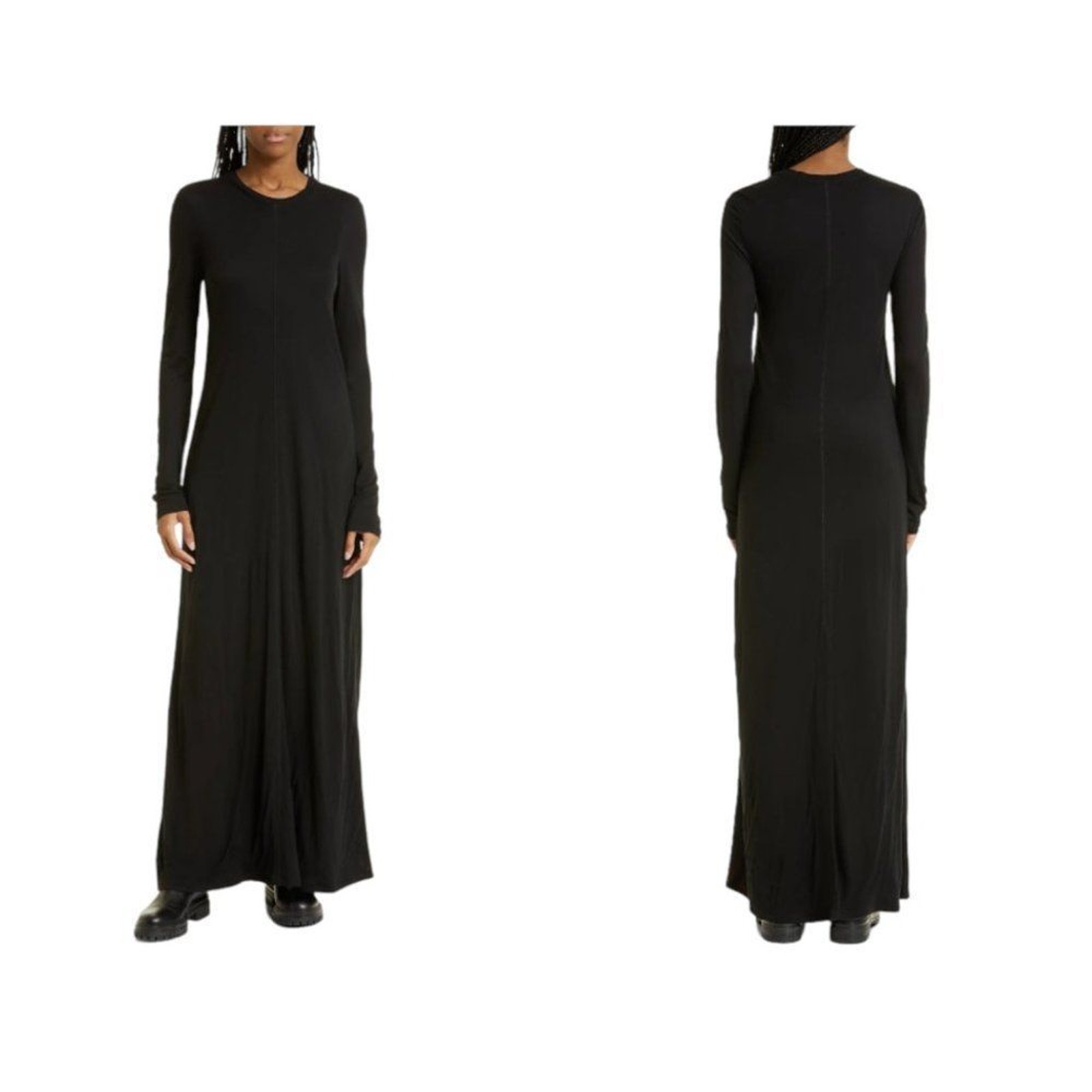 Atm Anthony Thomas Melillo Black Crewneck Long Sleeve Maxi Dress Size Large